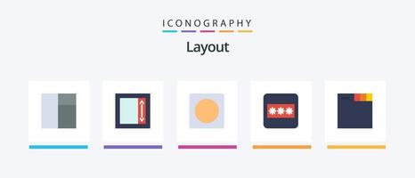 mise en page plat 5 pack d'icônes comprenant. recouvrir. la toile. le navigateur. conception d'icônes créatives vecteur