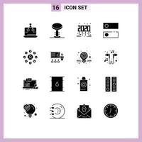 symboles d'icônes universels groupe de 16 glyphes solides modernes d'outils d'argent système de selles dns éléments de conception vectoriels modifiables vecteur