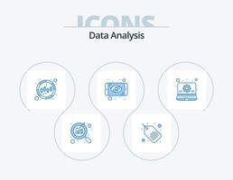 pack d'icônes bleues d'analyse de données 5 conception d'icônes. Les données. le management. graphique. une analyse. Les données vecteur