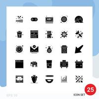 25 interface utilisateur pack de glyphes solides de signes et symboles modernes de paysage poker abc feuille trèfle éléments de conception vectoriels modifiables vecteur