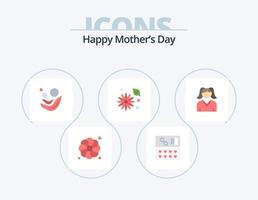 pack d'icônes plates heureuse fête des mères 5 conception d'icônes. femme. femelle. enfants. la nature. renoncule vecteur