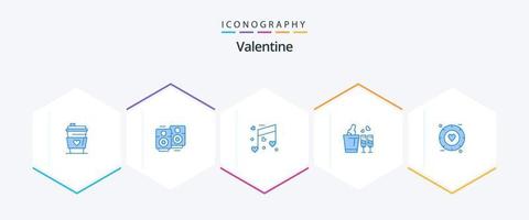 pack d'icônes bleu valentine 25 comprenant le signal. mariage. musique. l'amour. bouteille vecteur