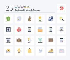 stratégie d'entreprise et finance pack de 25 icônes de couleur plate, y compris les affaires. de l'argent. document. sac. Japonais vecteur