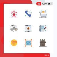 pack de 9 signes et symboles de couleurs plates modernes pour les supports d'impression web tels que le wifi iot ai internet valentine éléments de conception vectoriels modifiables vecteur