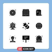 9 interface utilisateur pack de glyphes solides de signes et symboles modernes de présentation de desserts alimentaires gâteau cuisson éléments de conception vectoriels modifiables vecteur