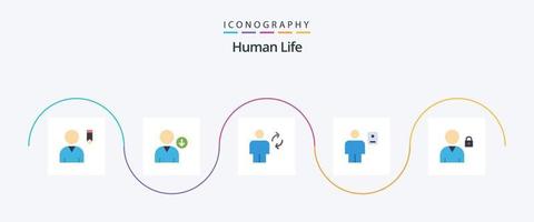 pack d'icônes humain plat 5 comprenant un verrou. profil. Humain. Humain. corps vecteur