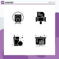 ensemble moderne de 4 glyphes et symboles solides tels que cortège règles de transport orange actifs éléments de conception vectoriels modifiables vecteur