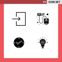 4 icônes créatives signes et symboles modernes de flèche cocher lettre de données vérifier éléments de conception vectoriels modifiables vecteur