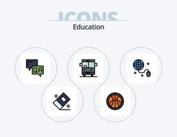 pack d'icônes remplies de ligne d'éducation 5 conception d'icônes. . taille crayon. éducation. bus scolaire vecteur