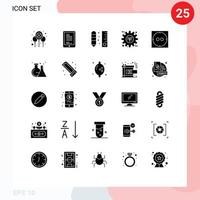 25 concept de glyphe solide pour les sites Web mobiles et les applications de préférence cellule d'énergie eco règle éléments de conception vectoriels modifiables vecteur