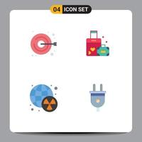 pack d'icônes plates de 4 symboles universels d'éléments de conception vectoriels modifiables du monde du cœur de l'artisanat radioactif de caillot vecteur