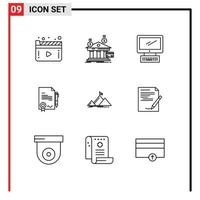 aperçu de l'interface mobile ensemble de 9 pictogrammes d'accord d'argent de certificat d'accord éléments de conception vectoriels modifiables imac vecteur