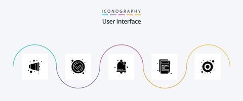 interface utilisateur glyphe 5 pack d'icônes comprenant. utilisateur. notification. cible. nouvelles vecteur