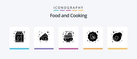 pack d'icônes de glyphe alimentaire 5 comprenant. Oeuf. spaghetti. déjeuner. végétalien. conception d'icônes créatives vecteur