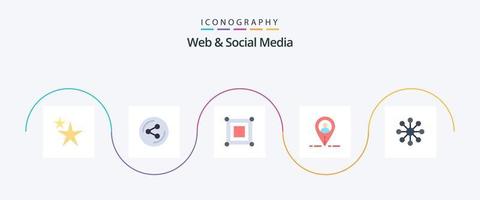 pack d'icônes plat 5 pour le Web et les médias sociaux, y compris. partager. coin. serveur. utilisateur vecteur