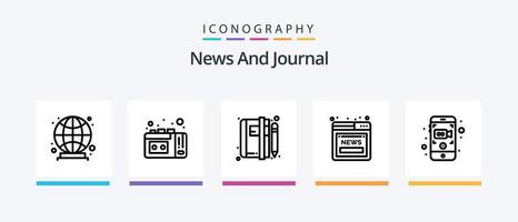 pack d'icônes de la ligne d'actualités 5, y compris les actualités. diffusion. rapport. écran. mondial. conception d'icônes créatives vecteur