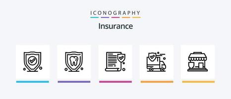 pack d'icônes ligne d'assurance 5 comprenant. Sécurité. protection. Assurance. politique. conception d'icônes créatives vecteur