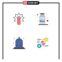 interface mobile icône plate ensemble de 4 pictogrammes d'éléments de conception vectoriels modifiables de puzzle de lait de laboratoire de thanksgiving de tube vecteur