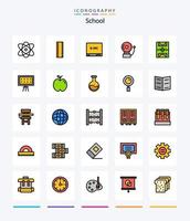 pack d'icônes remplies de 25 lignes d'école créative telles que l'alphabet. Football. éducation. Jeu. l'école vecteur