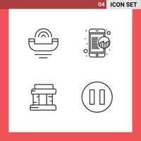 symboles d'icônes universelles groupe de 4 couleurs plates modernes de support de point de repère de l'appareil tour mobile éléments de conception vectoriels modifiables vecteur