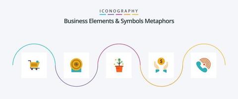 éléments commerciaux et symboles métaphores pack d'icônes plat 5, y compris la protection. financer l'assurance. cible. Assurance. pot vecteur