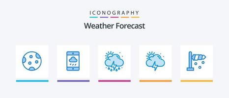 pack d'icônes bleu météo 5, y compris la direction. Soleil. pluie. la météo. la météo. conception d'icônes créatives vecteur