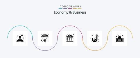 pack d'icônes économie et affaires glyphe 5, y compris l'achat. processus. banque. de l'argent. dollar vecteur