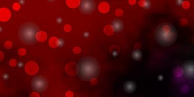 toile de fond de vecteur rose clair, rouge avec des cercles, des étoiles.
