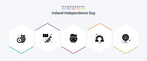 pack d'icônes de 25 glyphes du jour de l'indépendance de l'irlande comprenant une fleur. Irlande. nourriture. coloré. célébrer vecteur