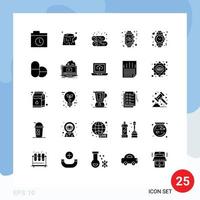 pack de 25 signes et symboles de glyphes solides modernes pour les supports d'impression Web tels que l'amour coeur cheminée temps de mariage éléments de conception vectoriels modifiables vecteur