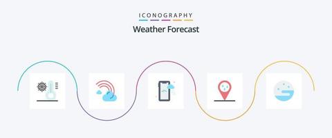 pack d'icônes météo plat 5, y compris la météo. lune. pluie. la météo. les prévisions vecteur