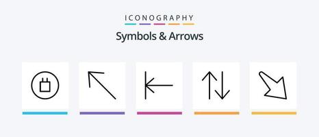 symboles et flèches ligne 5 pack d'icônes comprenant. symboles. répéter. La Flèche. conception d'icônes créatives vecteur