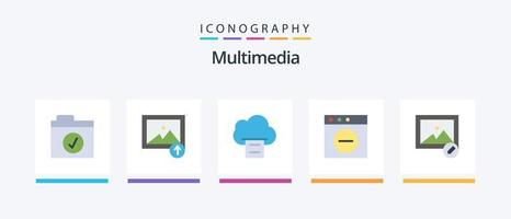 pack d'icônes multimédia plat 5 comprenant. imprimer. photo. Éditer. conception d'icônes créatives vecteur