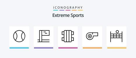 pack d'icônes sport line 5 comprenant. sport. la ligne. domaine. équipement. conception d'icônes créatives vecteur