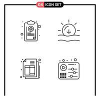 concept de 4 lignes pour les sites Web mobiles et les applications graphique facture médicale soleil facture éléments de conception vectoriels modifiables vecteur