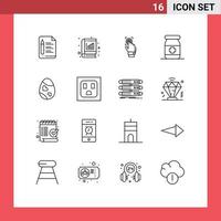 aperçu de l'interface mobile ensemble de 16 pictogrammes de tablettes antidote stat scan scan éléments de conception vectoriels modifiables vecteur