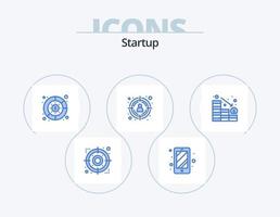 pack d'icônes bleues de démarrage 5 conception d'icônes. bas. diminuer. graphique. analytique. cible vecteur