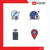 groupe de 4 couleurs plates remplies de signes et de symboles pour les pilules carte du jour de la médecine à distance éléments de conception vectoriels modifiables vecteur