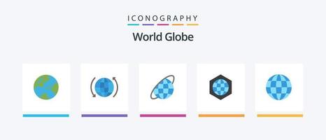 pack d'icônes globe plat 5, y compris le monde. la terre. orbite. l'Internet. global. conception d'icônes créatives vecteur