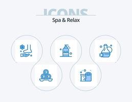 pack d'icônes bleues spa et détente 5 conception d'icônes. spa. massage. rouleau de tissu. beauté. spa vecteur