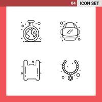 Pack de 4 lignes d'interface utilisateur de signes et symboles modernes de chimie tube en plastique espace bijou éléments de conception vectoriels modifiables vecteur