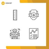 symboles d'icônes universels groupe de 4 couleurs plates de ligne de remplissage modernes d'insigne de robot à l'échelle bouclier éléments de conception vectoriels modifiables intelligents vecteur