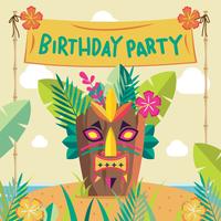 Fête d'anniversaire polynésienne avec vecteur élément Tiki