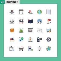 pack de 25 signes et symboles de couleurs plates modernes pour les supports d'impression Web tels que l'éducation de mise en page de gym couverture horizontale éléments de conception vectoriels modifiables vecteur