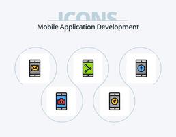 ligne de développement d'applications mobiles rempli pack d'icônes 5 conception d'icônes. application. div. profil. flèches. la gauche vecteur