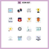 pictogramme ensemble de 16 couleurs plates simples de récompense de livre gobelet de protection mariage pack modifiable d'éléments de conception de vecteur créatif