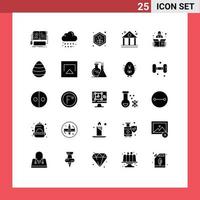 interface mobile glyphe solide ensemble de 25 pictogrammes d'éléments de conception vectoriels modifiables vecteur