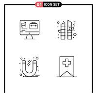 ensemble moderne de 4 couleurs et symboles plats remplis tels que l'outil de sauna de travail de bureau informatique éléments de conception vectoriels modifiables vecteur