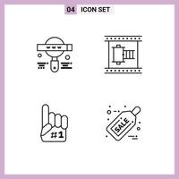 symboles d'icônes universels groupe de 4 couleurs plates de ligne de remplissage modernes de développement éléments de conception vectoriels modifiables en mousse de bande de film web fanatique vecteur