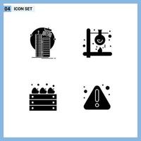 pack d'interface utilisateur de glyphes solides de base d'éléments de conception vectoriels modifiables de pommes de feu par satellite de science du bâtiment vecteur